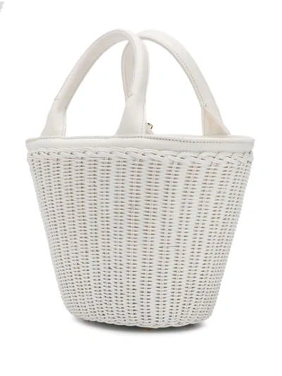 Shop Prada Middolino Straw Bucket Bag In F0009 Bianco