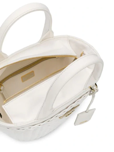 Shop Prada Middolino Straw Bucket Bag In F0009 Bianco