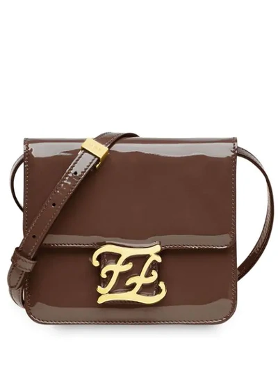 Shop Fendi Karligraphy Shoulder Bag In Brown