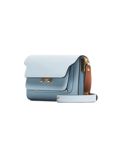 Shop Marni Blue Trunk Micro Leather Shoulder Bag
