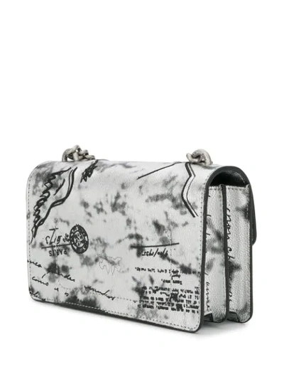 Shop Pinko Mail Print Shoulder Bag In Silver