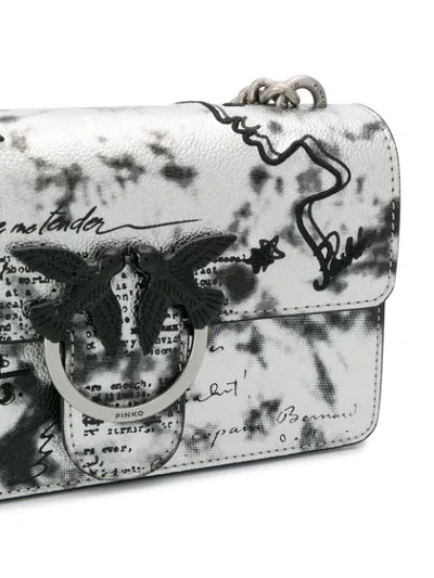 Shop Pinko Mail Print Shoulder Bag In Silver