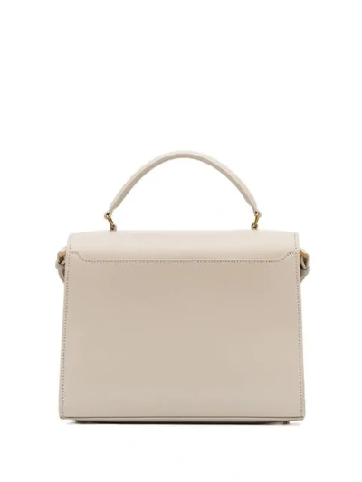 Shop Saint Laurent Cassandra Top Handle Tote In Neutrals