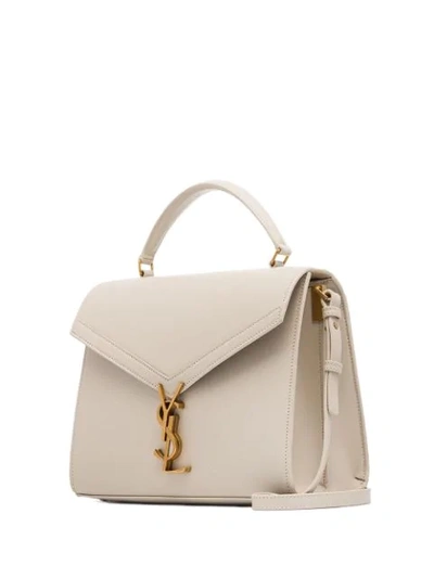 Shop Saint Laurent Cassandra Top Handle Tote In Neutrals