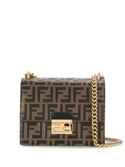 Shop Fendi Kan U Small Shoulder Bag In Brown