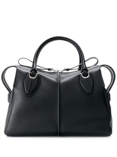 Shop Tod's Leather Tote Bag In 9999 - Black