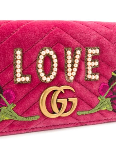 Shop Gucci Gg Marmont Embroidered Mini Bag In Pink