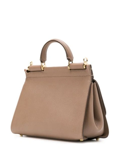 Shop Dolce & Gabbana Small Sicily Tote Bag In Brown