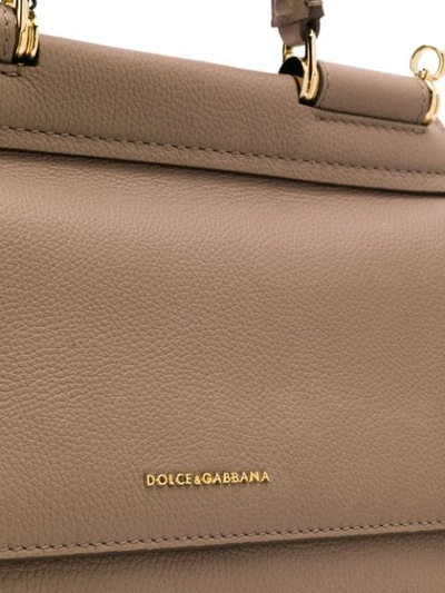 Shop Dolce & Gabbana Small Sicily Tote Bag In Brown