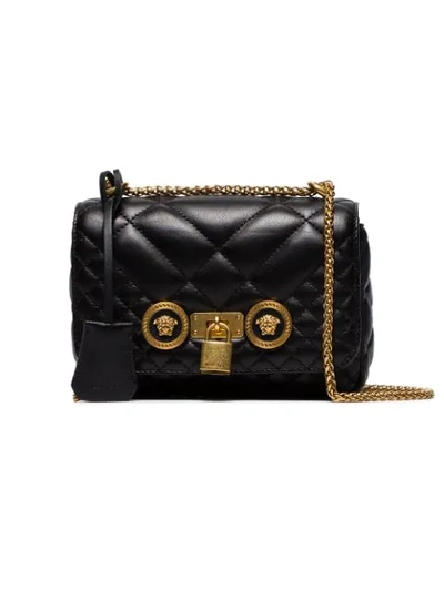 Shop Versace Quilted Shoulder Bag - Black