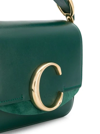 Shop Chloé C Plaque Mini Bag In 3m4 Rain Forest