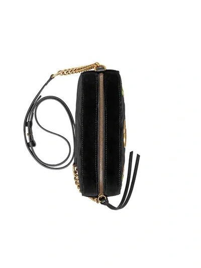 Shop Gucci Gg Marmont Velvet Small Shoulder Bag In Black
