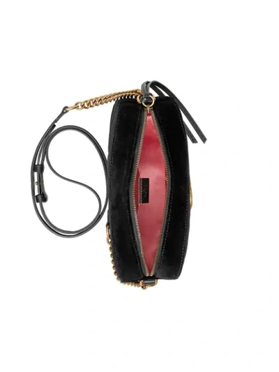 Shop Gucci Gg Marmont Velvet Small Shoulder Bag In Black