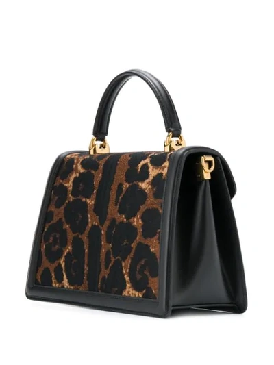 Shop Dolce & Gabbana Devotion Leopard Print Tote In Black