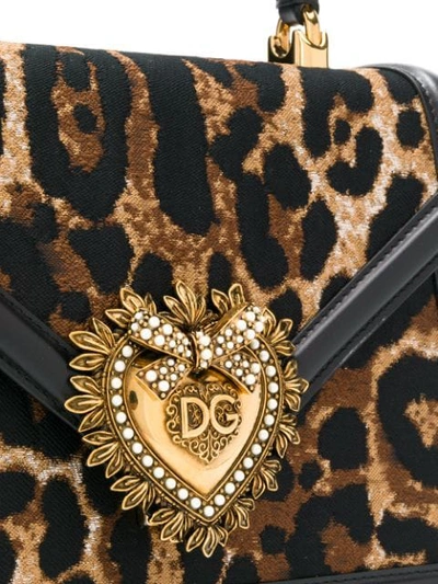 Shop Dolce & Gabbana Devotion Leopard Print Tote In Black