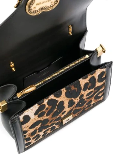 Shop Dolce & Gabbana Devotion Leopard Print Tote In Black