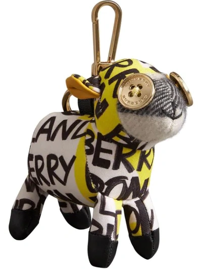 Shop Burberry Wendy The Sheep Graffiti Print Cotton Charm In Yellow