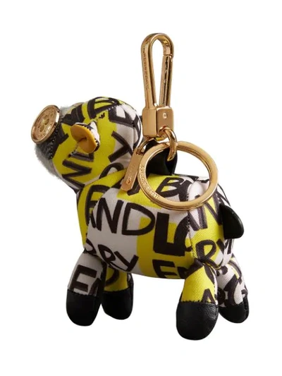 Shop Burberry Wendy The Sheep Graffiti Print Cotton Charm In Yellow