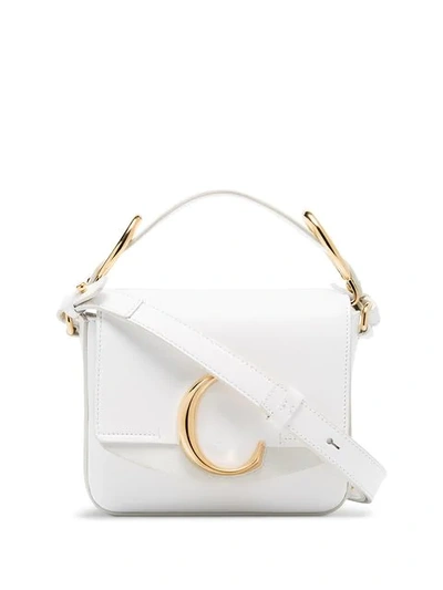 Shop Chloé White C Ring Leather Shoulder Bag