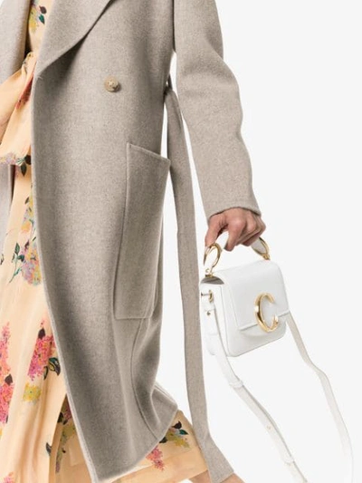 Shop Chloé White C Ring Leather Shoulder Bag
