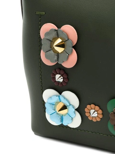 Shop Fendi Dotcom Floral Appliqué Tote In Green