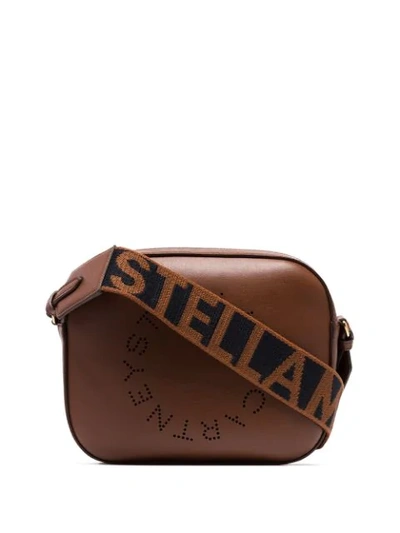 Shop Stella Mccartney Logo Strap Crossbody Bag In Brown