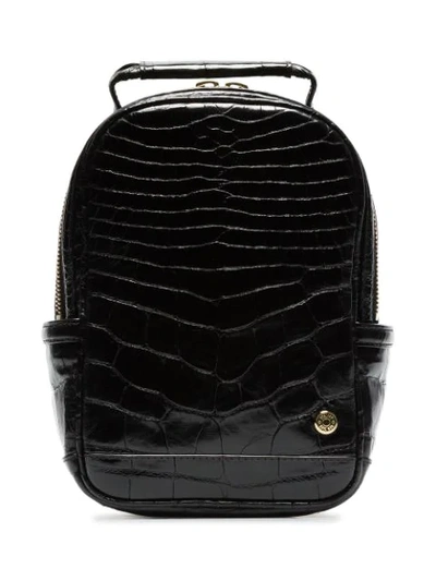 Shop Stalvey Black Mini Crocodile Leather Backpack
