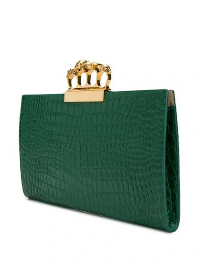 Shop Alexander Mcqueen Skull Knuckle Duster Clutch In Green