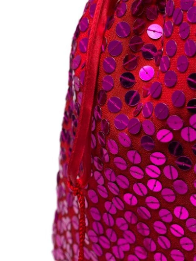 Shop Attico Sequin Drawstring Pouch Bag In  Red