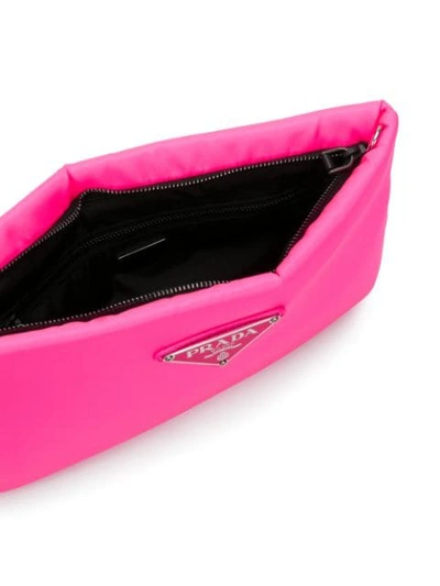 Shop Prada Fluorescent Pink Clutch Bag With Chain