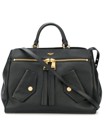 Shop Moschino Moto Shoulder Bag In Black