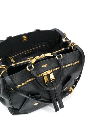 Shop Moschino Moto Shoulder Bag In Black