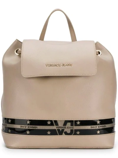 Shop Versace Jeans Star Stripe Backpack - Neutrals
