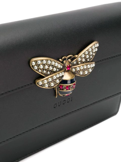 Shop Gucci Bee Embellished Shoulder Bag In Black