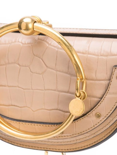 Shop Chloé Nile Minaudiere Croc Bag In Neutrals