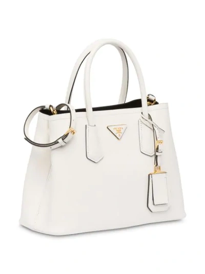 Shop Prada Double Small Tote Bag In White