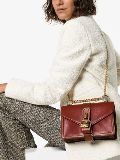 Shop Chloé Aby Chain Shoulder Bag In Brown