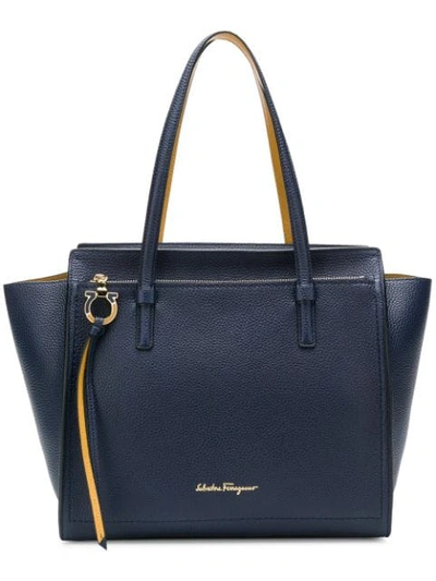 Shop Ferragamo Salvatore  Amy Gancio Tote Bag - Blue