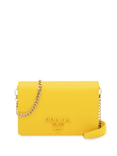 Shop Prada Saffiano Shoulder Bag In Yellow
