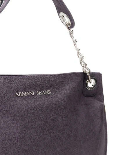 Shop Armani Jeans Large Shoulder Bag In Purple