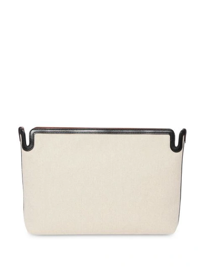 Shop Burberry Medium Horseferry Print Canvas Clutch In Neutrals