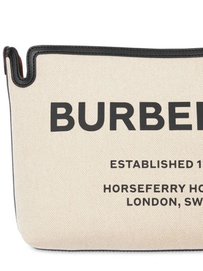 Shop Burberry Medium Horseferry Print Canvas Clutch In Neutrals