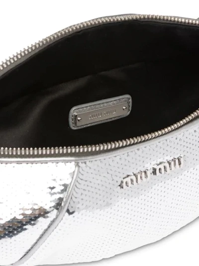 Shop Miu Miu Sequin Belt Bag In Silver