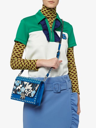 Shop Prada Elektra Leather Shoulder Bag In Blue