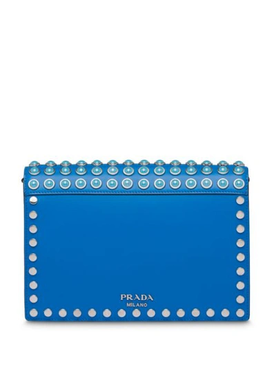 Shop Prada Elektra Leather Shoulder Bag In Blue