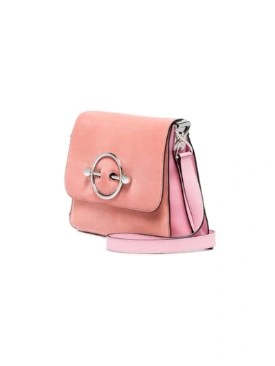 Shop Jw Anderson Pink Disc Suede And Leather Cross Body Bag