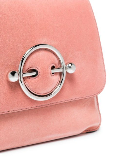 Shop Jw Anderson Pink Disc Suede And Leather Cross Body Bag