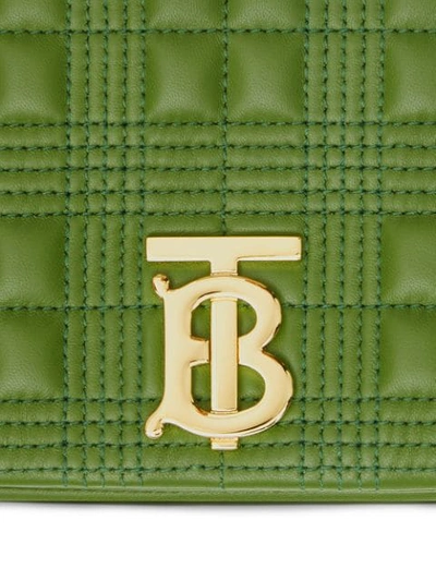 Shop Burberry Small Quilted Check Lambskin Lola Bag In Green