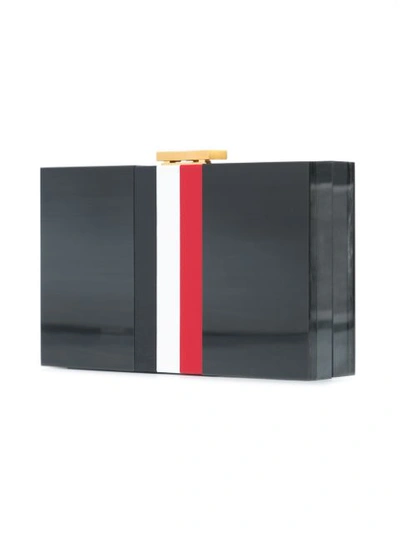 Shop Thom Browne Rwb Stripe Plexiglass Box Clutch In Grey