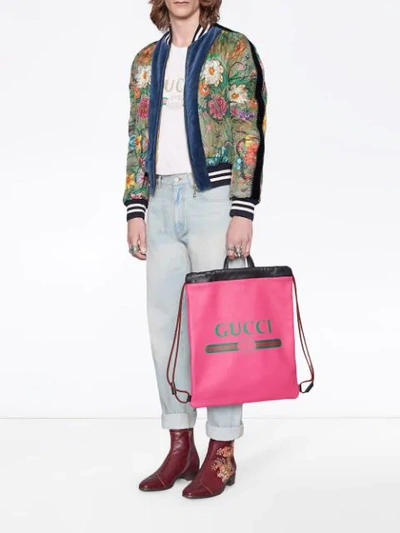 Shop Gucci Rucksack Mit Kordelzug - Rosa In Pink